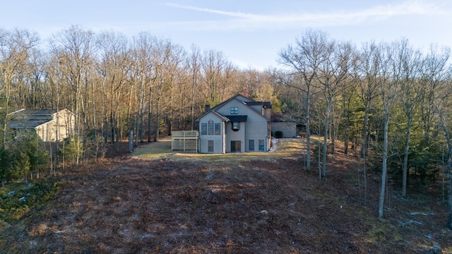 view of yard featuring a wooden deck