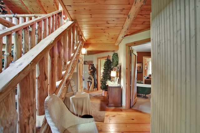 20 Mill Creek Rd, Mansfield, PA 16933 - staircase with wood-type flooring and wood ceiling