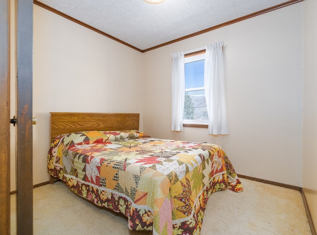 56 Benson Ave, Mansfield, PA 16933 - bedroom with a textured ceiling, carpet floors, ornamental molding, and baseboards