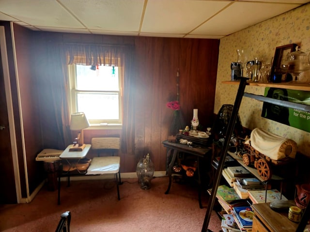 88 Finkenbinder Rd, Spencer, NY 14883 - sitting room with baseboards, carpet flooring, and a drop ceiling