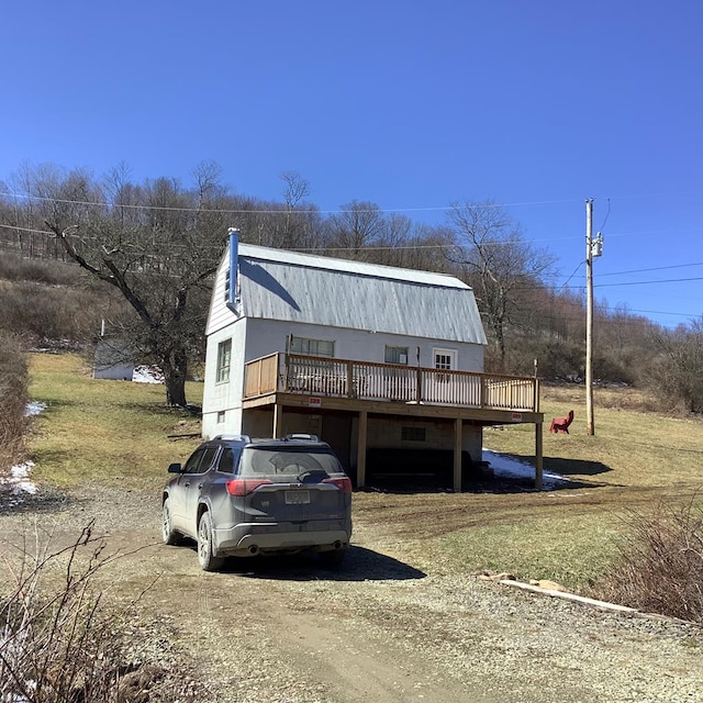 view of front of home with a deck