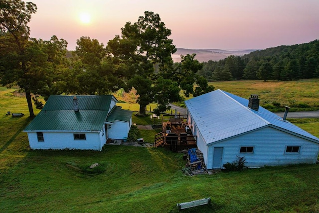 view of aerial view at dusk