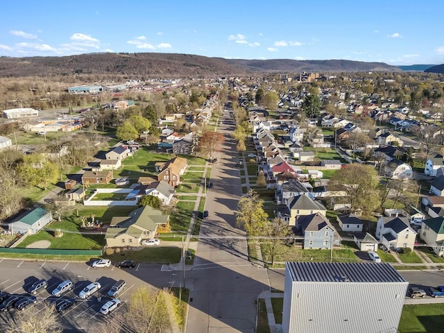 aerial view featuring a residential view and a mountain view