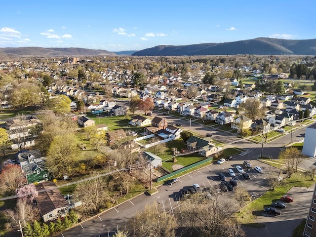 aerial view featuring a residential view and a mountain view