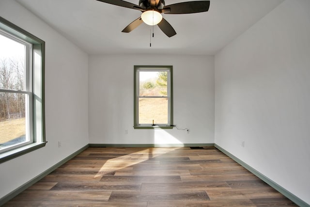 empty room featuring dark hardwood / wood-style flooring