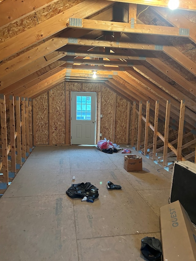 view of unfinished attic