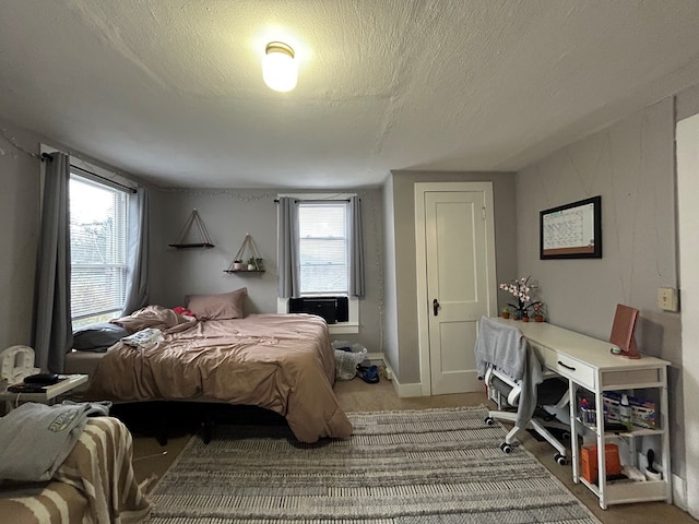 bedroom with a textured ceiling