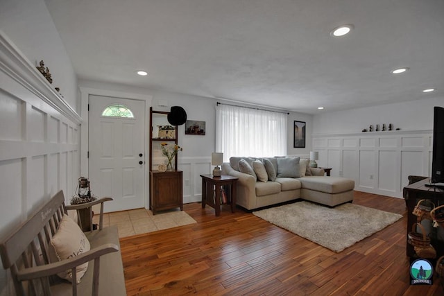 living room featuring wood-type flooring