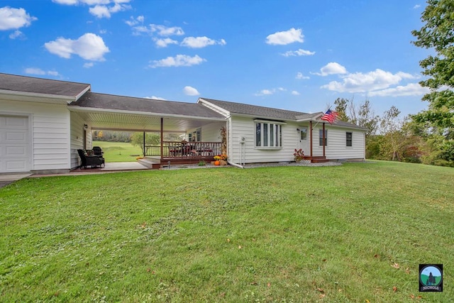 rear view of property with a yard