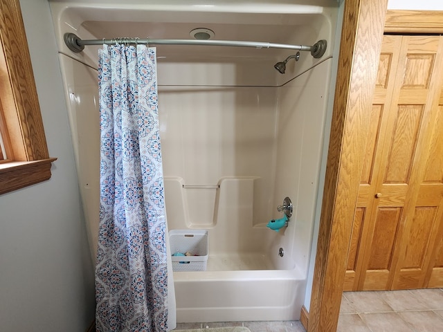 82 Cherry Tree Ln, Coudersport, PA 16915 - bathroom featuring shower / tub combo with curtain and tile patterned floors