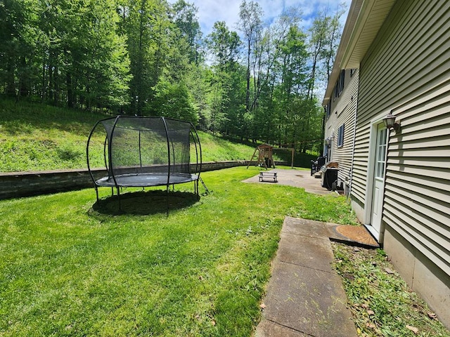 82 Cherry Tree Ln, Coudersport, PA 16915 - view of green lawn featuring a trampoline and a patio