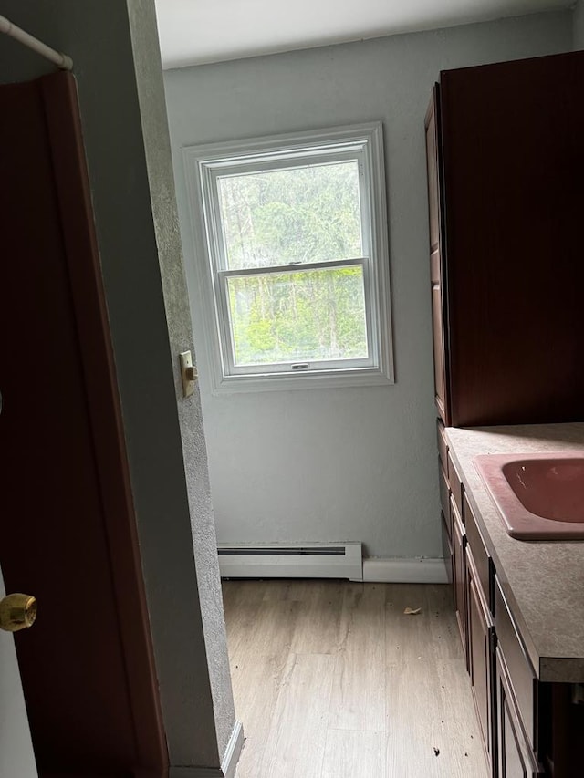 32 Investment Ln, Milan, PA 18831 - full bath featuring a baseboard radiator, wood finished floors, and vanity
