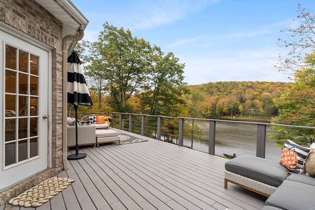 deck with a water view