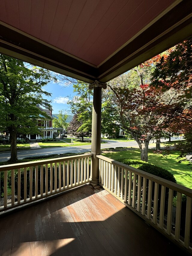 wooden terrace with covered porch