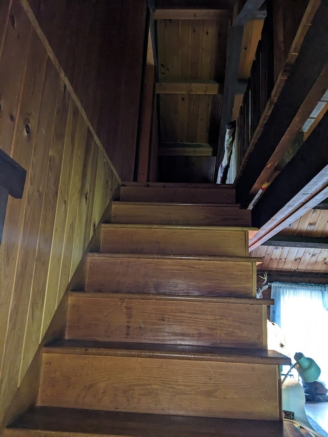 153 Pinneo Hill Rd, Oswayo, PA 16915 - stairway featuring wooden walls
