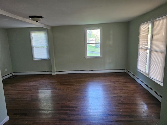202 Cliff St, Montrose, PA 18810 - empty room with dark wood-style floors, baseboard heating, and baseboards