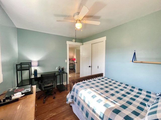 403 Horse Thief Run Rd, Wellsboro, PA 16901 - bedroom with wood finished floors, a desk, and a ceiling fan