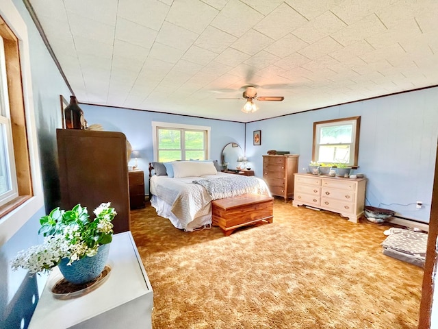 403 Horse Thief Run Rd, Wellsboro, PA 16901 - carpeted bedroom featuring multiple windows, a ceiling fan, and ornamental molding