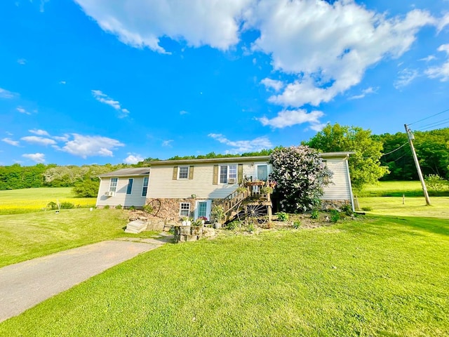 403 Horse Thief Run Rd, Wellsboro, PA 16901 - view of front of property featuring a front lawn, stairs, and a wooden deck