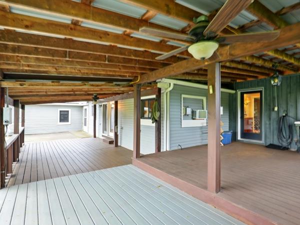 175 Rte 467, Wysox, PA 18854 - wooden terrace with ceiling fan