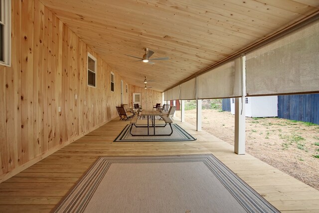 25 Mill St, Lawrenceville, PA 16929 - wooden terrace featuring a ceiling fan, a patio area, and an outdoor hangout area