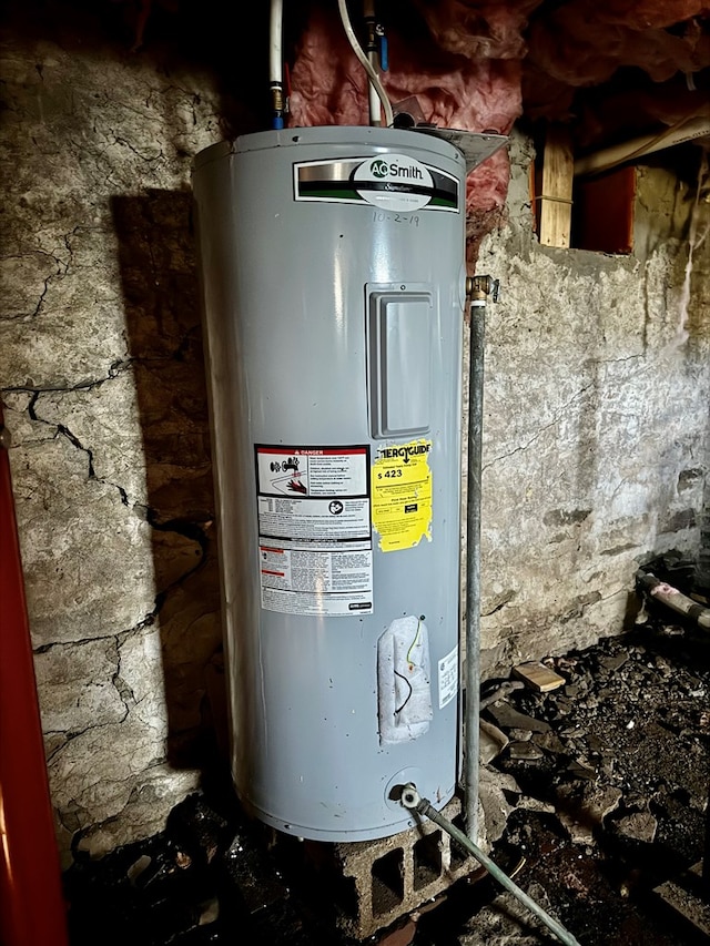 utility room featuring water heater