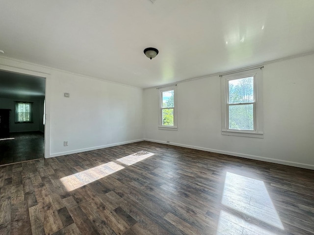 empty room featuring dark wood-type flooring