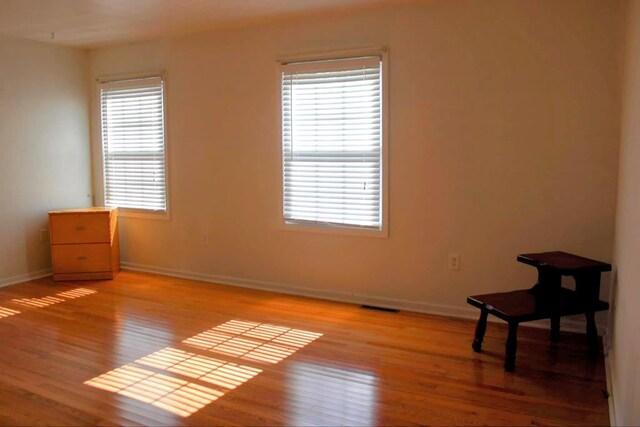 spare room featuring light wood-type flooring