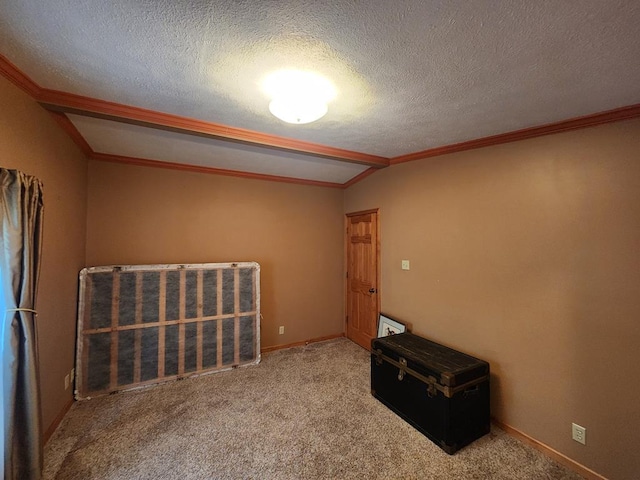 151 Ice Mine Rd, Coudersport, PA 16915 - carpeted spare room featuring ornamental molding, a textured ceiling, and lofted ceiling