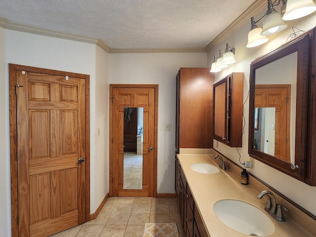 151 Ice Mine Rd, Coudersport, PA 16915 - full bath featuring double vanity, a textured ceiling, and ornamental molding