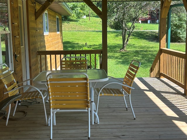 14 Here You Are Ln, Austin, PA 16720 - wooden terrace with a lawn and outdoor dining space