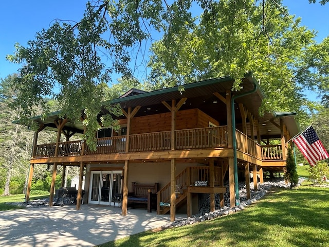 14 Here You Are Ln, Austin, PA 16720 - rear view of property with a patio, a deck, a yard, and stairs