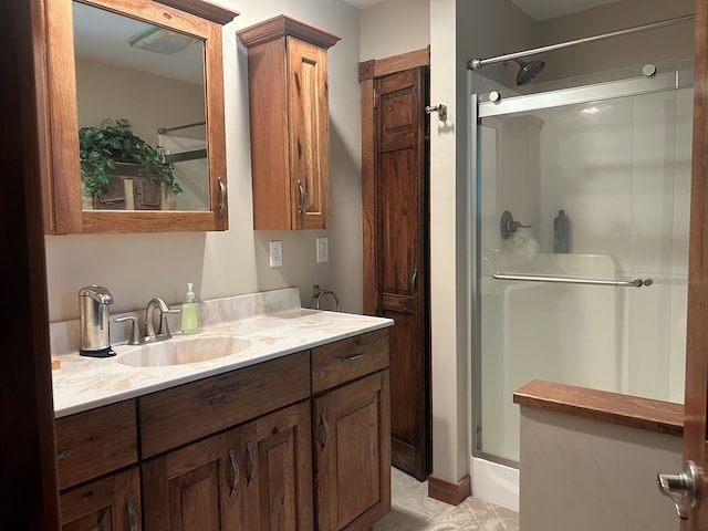 14 Here You Are Ln, Austin, PA 16720 - bathroom with a shower with shower door, vanity, and tile patterned flooring