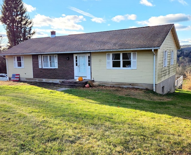 401 Valley View Rd, Wyalusing, PA 18853 - single story home with a front yard, a shingled roof, and a chimney