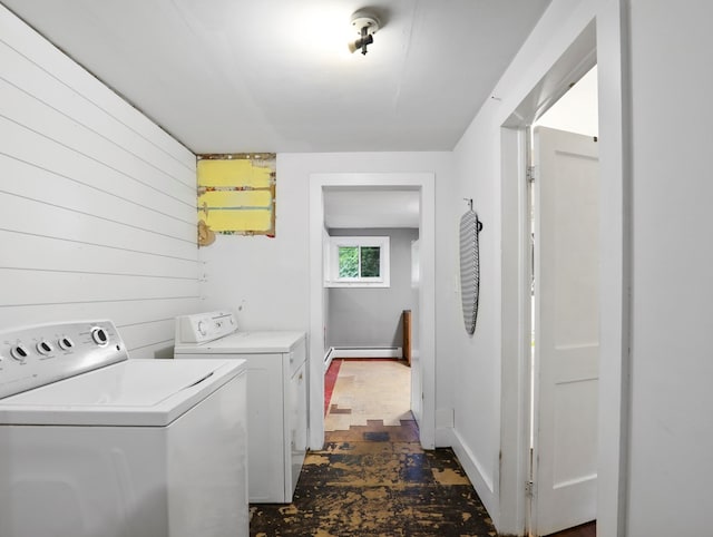 135 Middle Rd, Barton, NY 13734 - laundry area featuring separate washer and dryer and a baseboard heating unit
