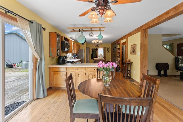 315 Old Tioga St, Wellsboro, PA 16901 - dining area featuring ceiling fan, light wood finished floors, and baseboards