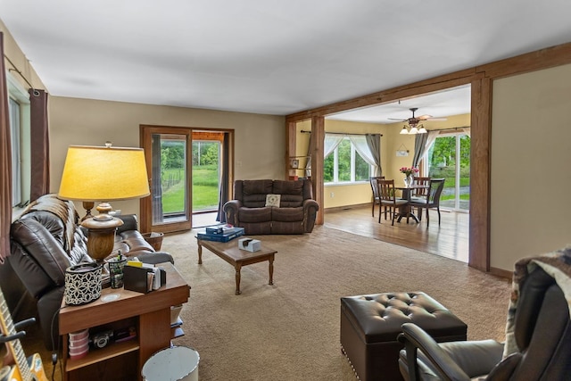 315 Old Tioga St, Wellsboro, PA 16901 - carpeted living room featuring ceiling fan and baseboards