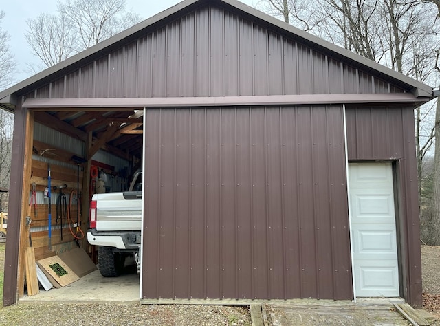 view of garage