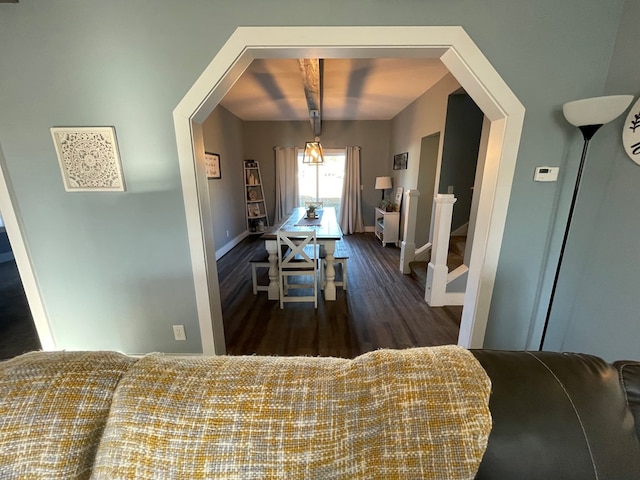 dining area featuring dark hardwood / wood-style floors