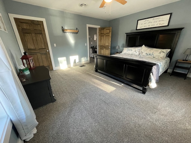 bedroom with carpet and ceiling fan