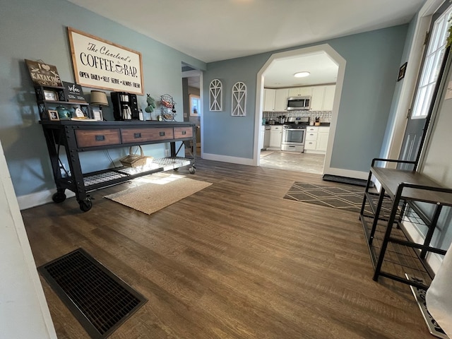 living room with hardwood / wood-style flooring