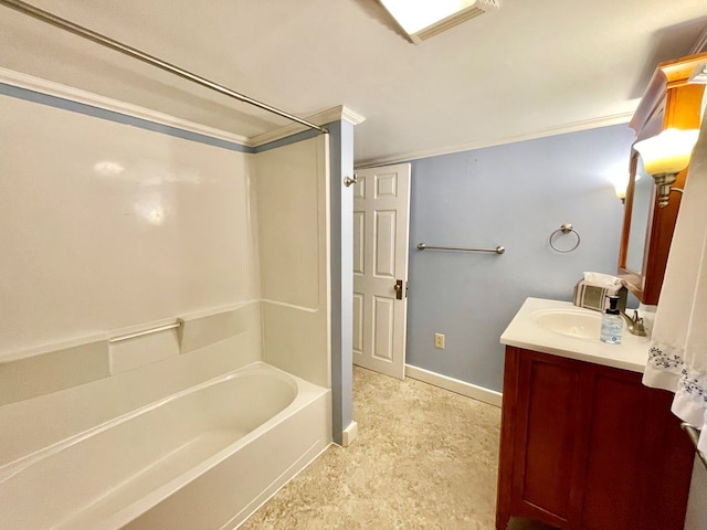 bathroom featuring shower / bathing tub combination and vanity