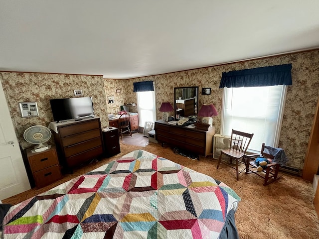421 State St, Towanda, PA 18848 - carpeted bedroom featuring wallpapered walls