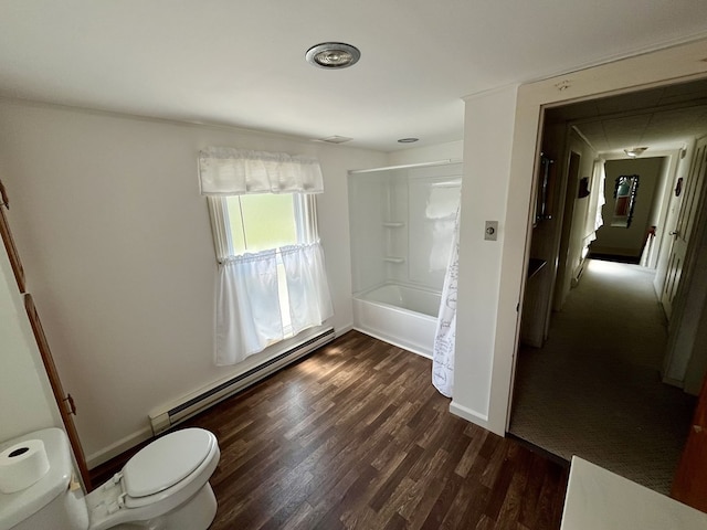 421 State St, Towanda, PA 18848 - full bathroom with a baseboard radiator, wood finished floors, and shower / bath combination