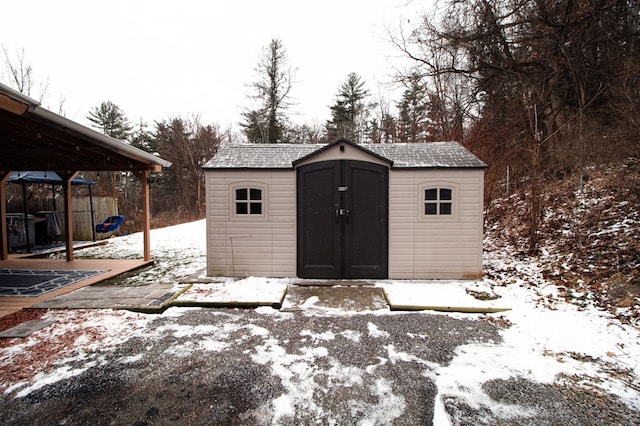 view of snow covered structure