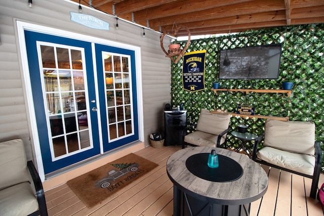 deck featuring french doors