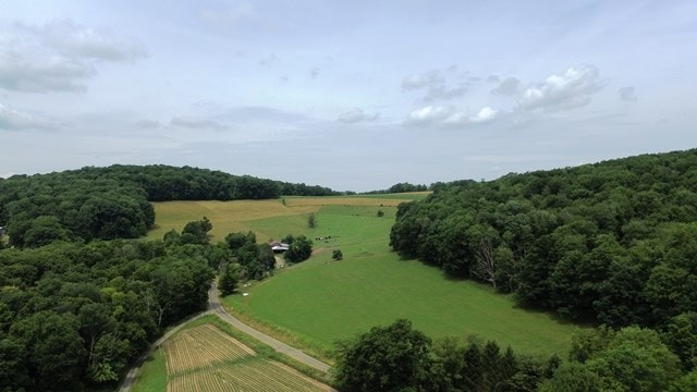 birds eye view of property with a rural view