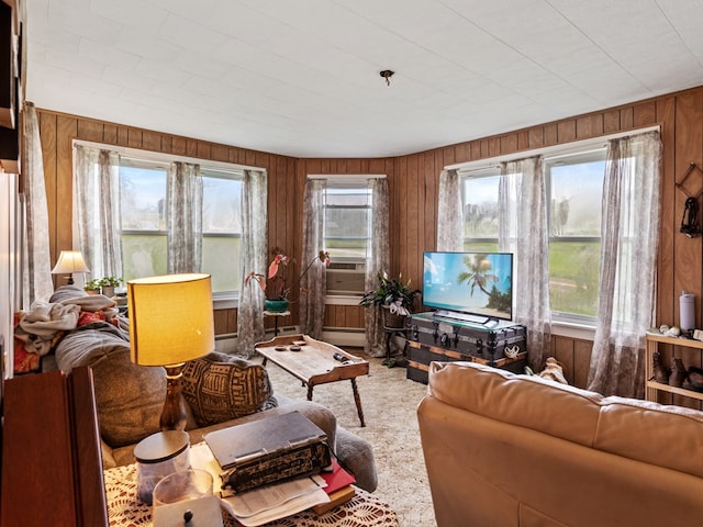 living room featuring a baseboard radiator