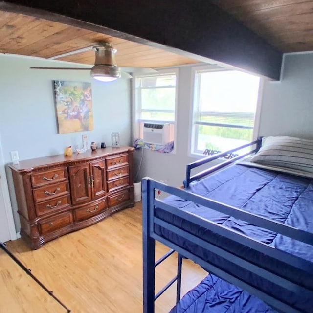 47 Alpine Dr, Athens, PA 18810 - bedroom featuring wooden ceiling, multiple windows, light wood-style floors, and cooling unit