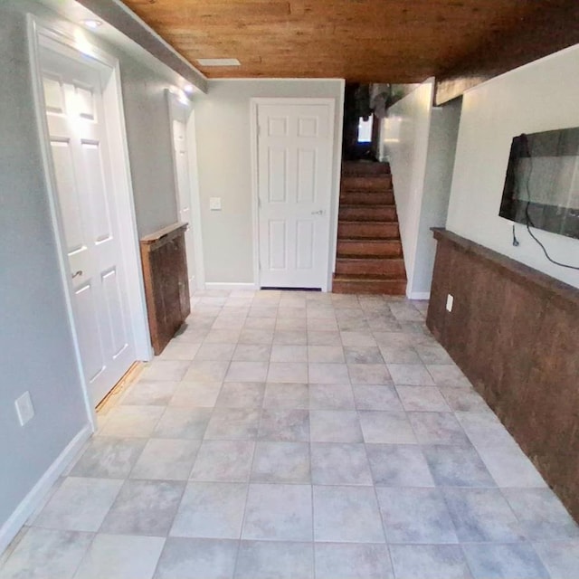 47 Alpine Dr, Athens, PA 18810 - hallway featuring wood ceiling and stairway